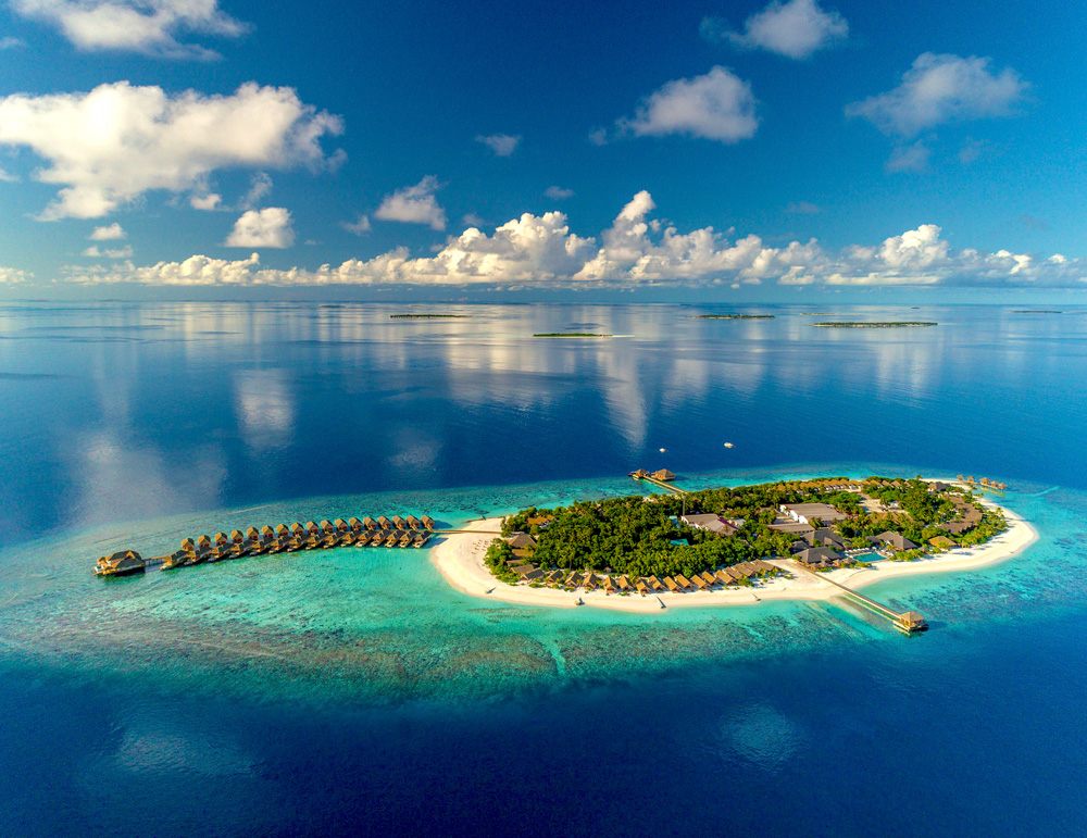 Vista aérea del resort Kudafushi