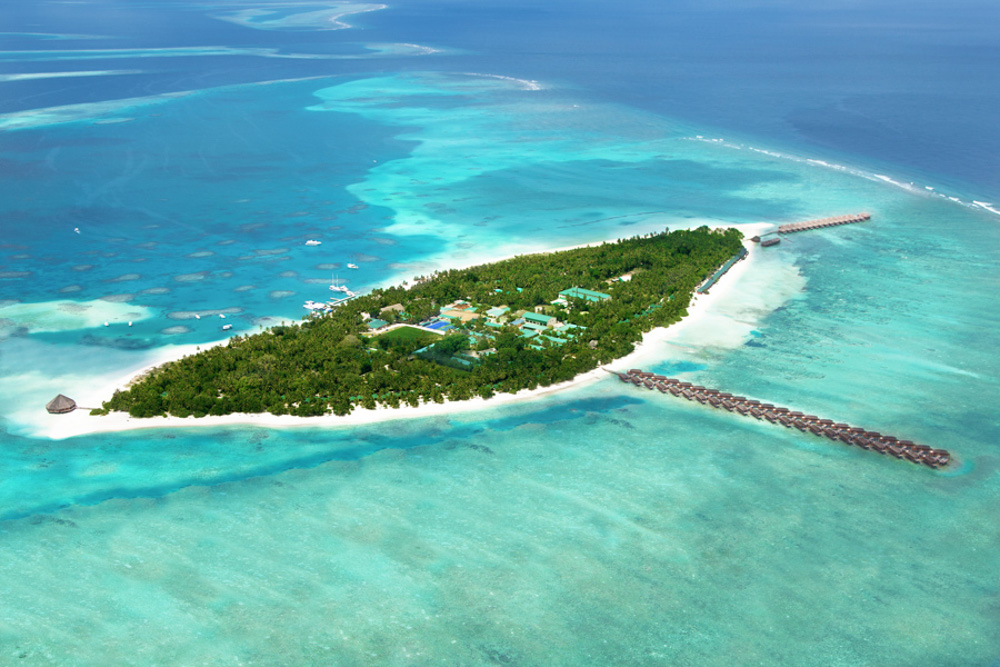 Vista aérea del resrot Meeru Maldives