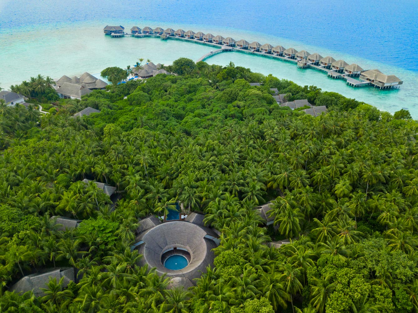 Dusit Thani Maldives Aerial View - Devarana Spa and Ocean Villas