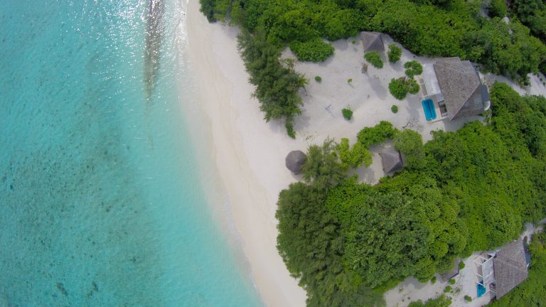 Hideaway Maldives villas 4 Beach Residence plunge pool aerial (4)