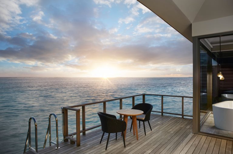Le Meridien Maldives Resort & Spa Sunrise Overwater Villa Deck Sunset