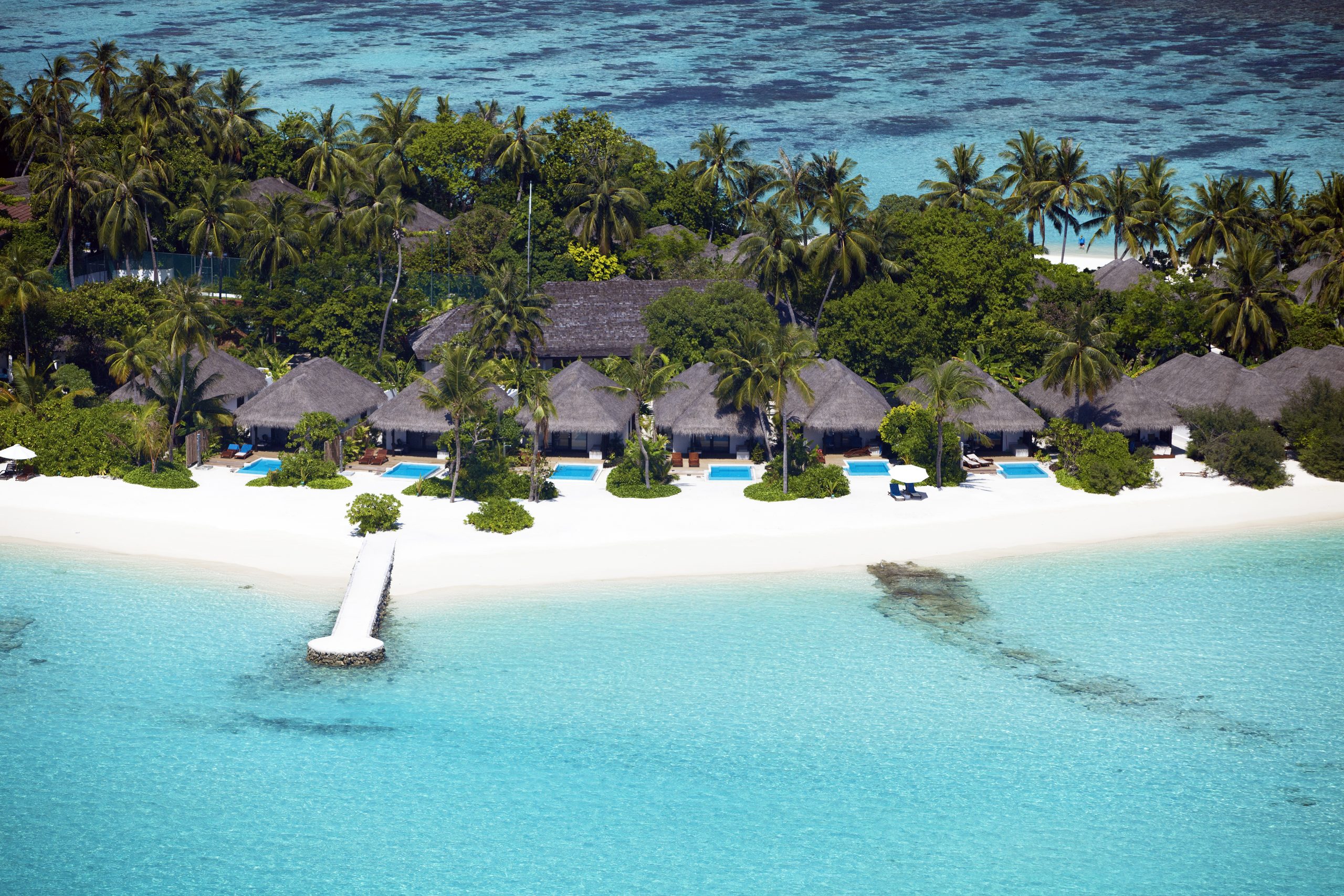 aerial beach villas pool velassaru