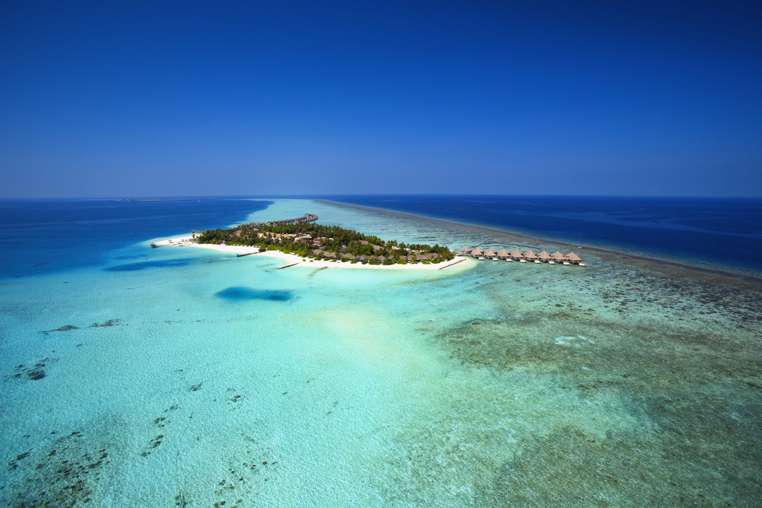 aerial water bungalows velassaru